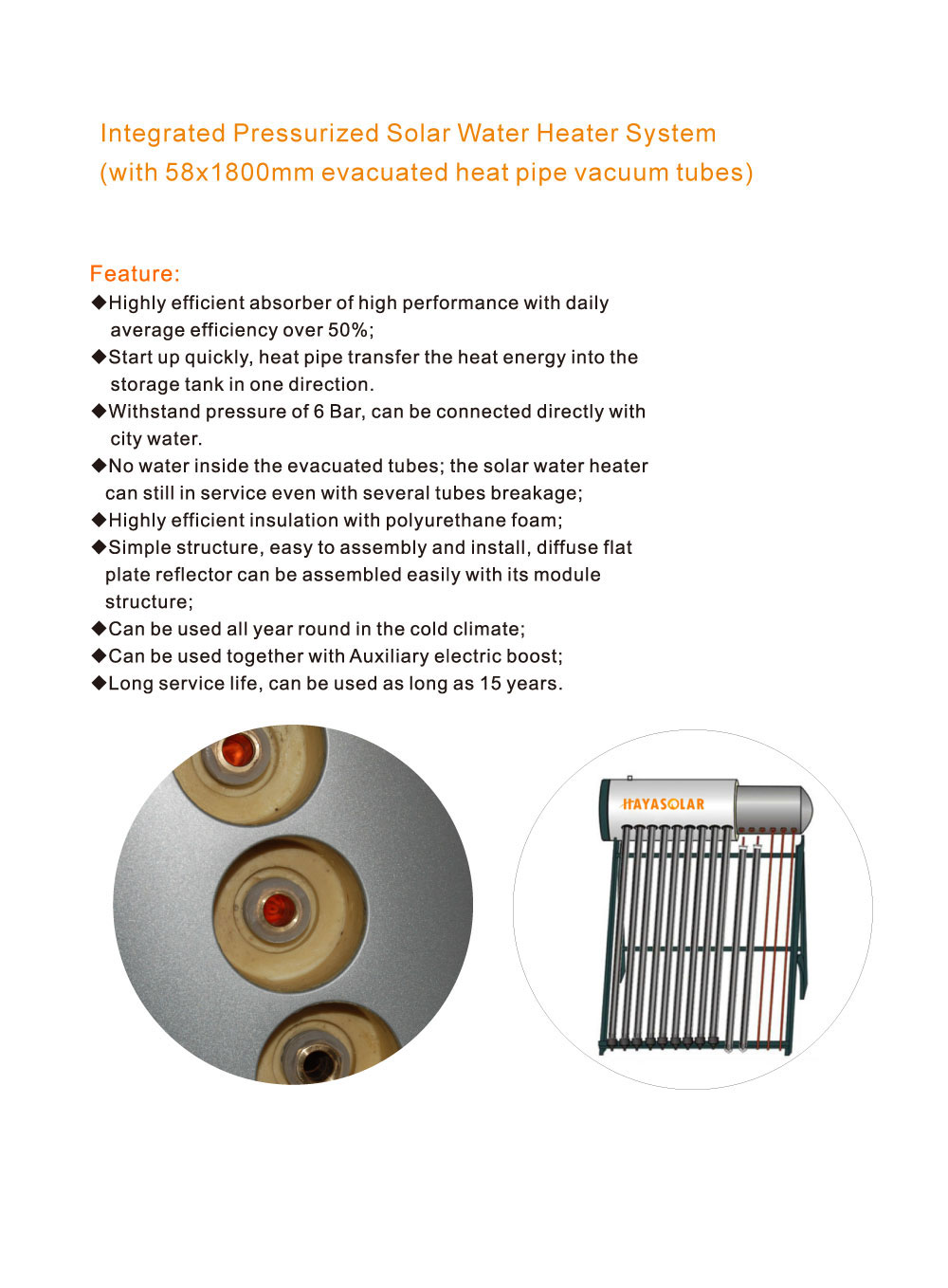 Integrated Pressurized Solar Water Heater System